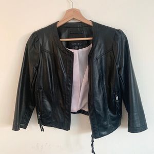 Faux leather cropped jacket